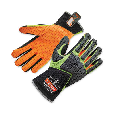 ProFlex 925F(x) Standard Dorsal Impact-Reducing Gloves, Black/Lime, Medium, Pair - OrdermeInc