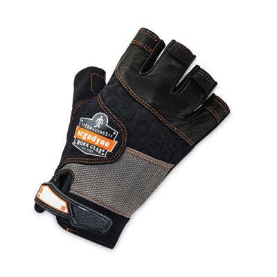 ProFlex 901 Half-Finger Leather Impact Gloves, Black, Large, Pair - OrdermeInc