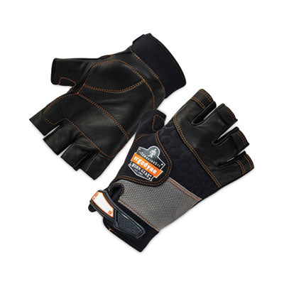 ProFlex 901 Half-Finger Leather Impact Gloves, Black, Large, Pair - OrdermeInc