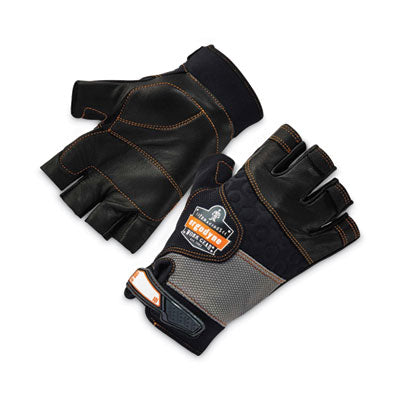 ProFlex 901 Half-Finger Leather Impact Gloves, Black, Medium, Pair - OrdermeInc