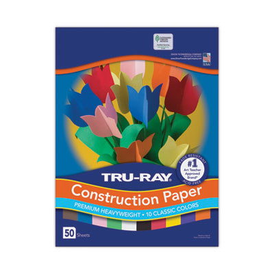 PACON CORPORATION Tru-Ray Construction Paper, 76 lb Text Weight, 9 x 12, Assorted Standard Colors, 50/Pack - OrdermeInc