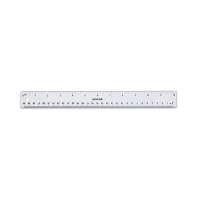 UNIVERSAL OFFICE PRODUCTS Clear Plastic Ruler, Standard/Metric, 12" Long, Clear
