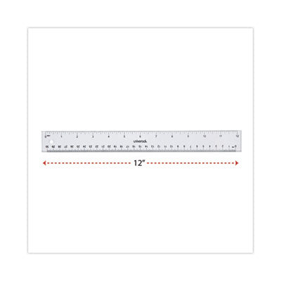 UNIVERSAL OFFICE PRODUCTS Clear Plastic Ruler, Standard/Metric, 12" Long, Clear