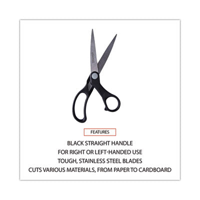 Stainless Steel Office Scissors, 8.5" Long, 3.75" Cut Length, Black Offset Handle OrdermeInc OrdermeInc