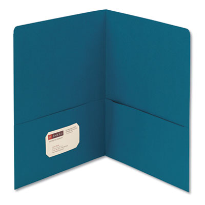SMEAD MANUFACTURING CO. Two-Pocket Folder, Textured Paper, 100-Sheet Capacity, 11 x 8.5, Teal, 25/Box - OrdermeInc