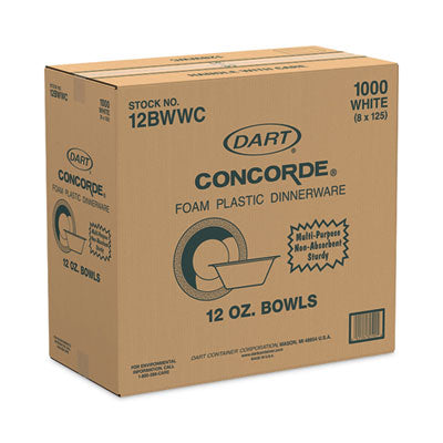 Concorde Non-Laminated Foam Bowl, 12 oz, White, 125/Pack, 8 Packs/Carton OrdermeInc OrdermeInc