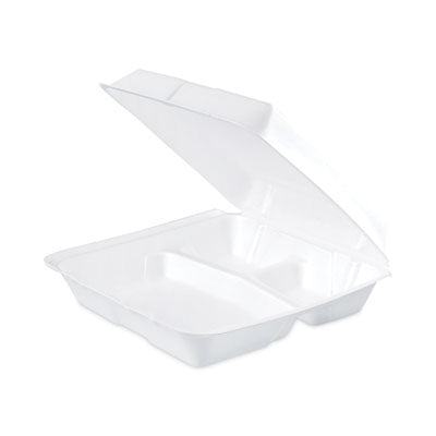Insulated Foam Hinged Lid Containers, 3-Compartment, 9.3 x 9.5 x 3, White, 200/Pack, 2 Packs/Carton OrdermeInc OrdermeInc