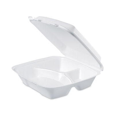 Insulated Foam Hinged Lid Containers, 3-Compartment, 9 x 9.4 x 3, White, 200/Pack, 2 Packs/Carton OrdermeInc OrdermeInc