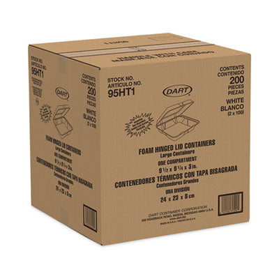 Insulated Foam Hinged Lid Containers, 1-Compartment, 9.3 x 9.5 x 3, White, 200/Pack, 2 Packs/Carton OrdermeInc OrdermeInc