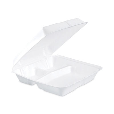 Insulated Foam Hinged Lid Containers, 3-Compartment, 9.3 x 9.5 x 3, White, 200/Pack, 2 Packs/Carton OrdermeInc OrdermeInc