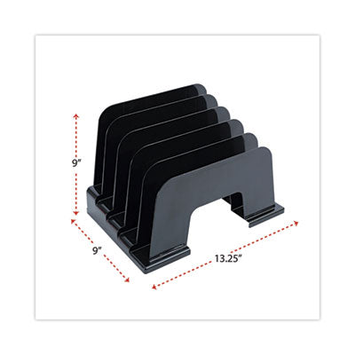 Universal® Recycled Plastic Incline Sorter, 5 Sections, Letter Size Files, 13.25" x 9" x 9", Black OrdermeInc OrdermeInc