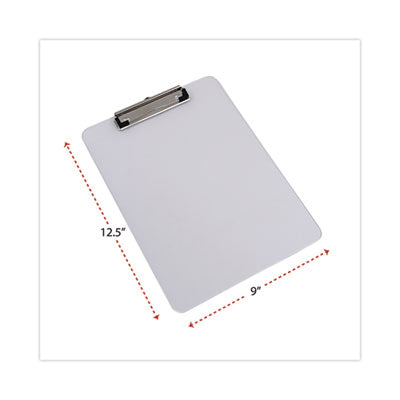 Universal® Plastic Clipboard with Low Profile Clip, 0.5" Clip Capacity, Holds 8.5 x 11 Sheets, Clear - OrdermeInc