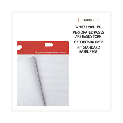 Renewable Resource Sugarcane Based Easel Pads, Unruled, 27 x 34, White, 50 Sheets, 2/Carton OrdermeInc OrdermeInc