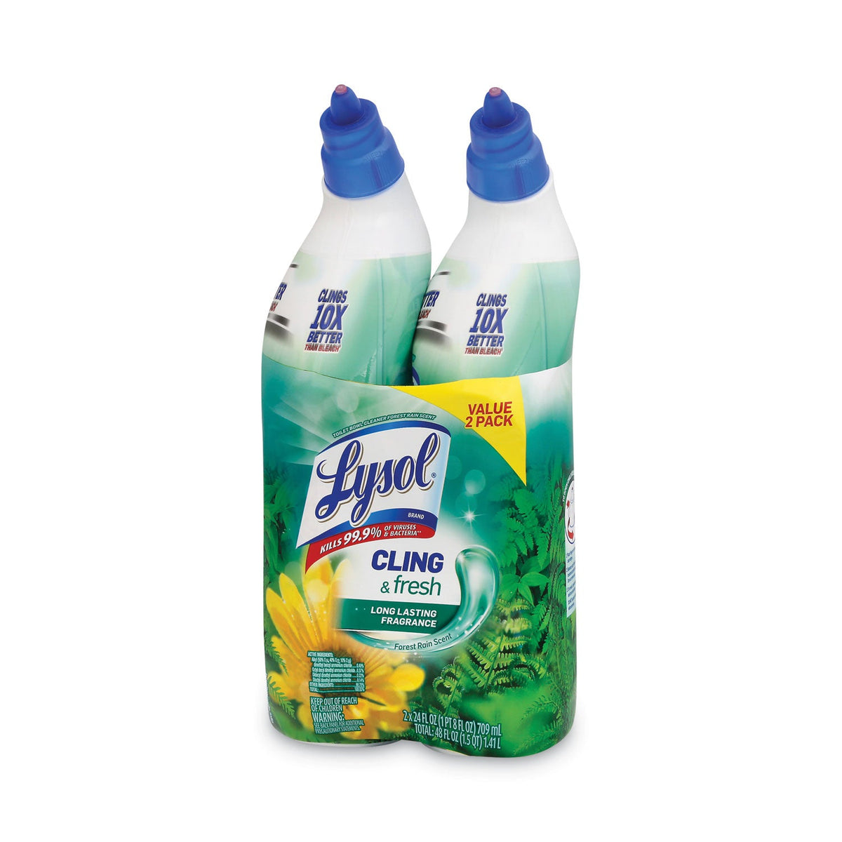 Cling Clean Cling and Fresh Toilet Bowl Cleaner, Forest Rain Scent, 24 oz, 2/Pack ...