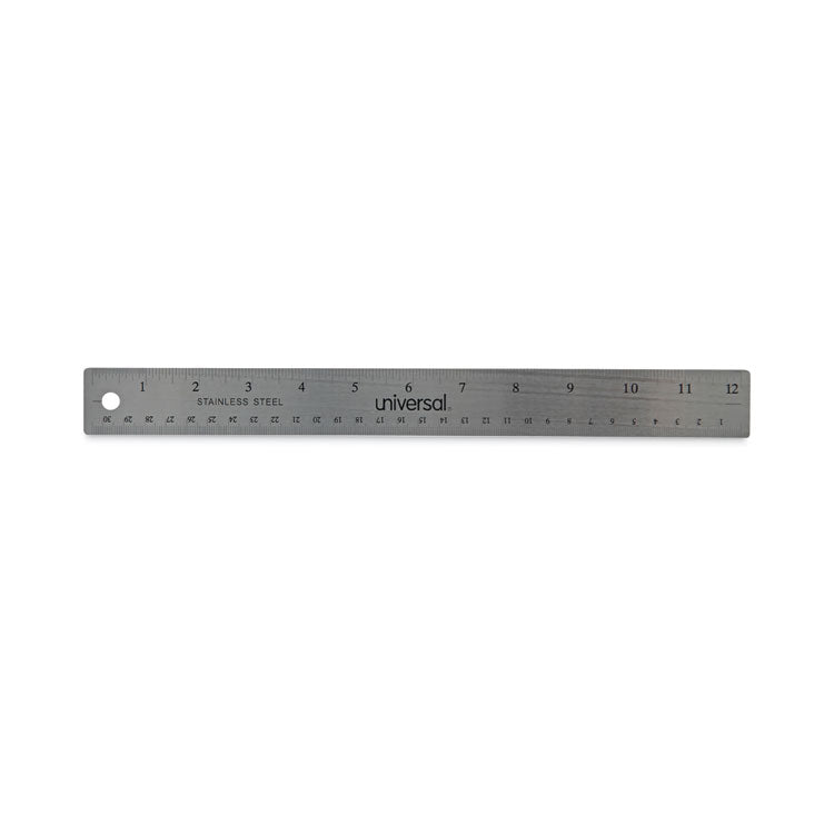 Stainless Steel Ruler with Cork Back and Hanging Hole, Standard/Metric, 12" Long OrdermeInc OrdermeInc