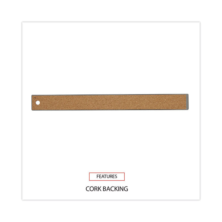 Stainless Steel Ruler with Cork Back and Hanging Hole, Standard/Metric, 12" Long OrdermeInc OrdermeInc