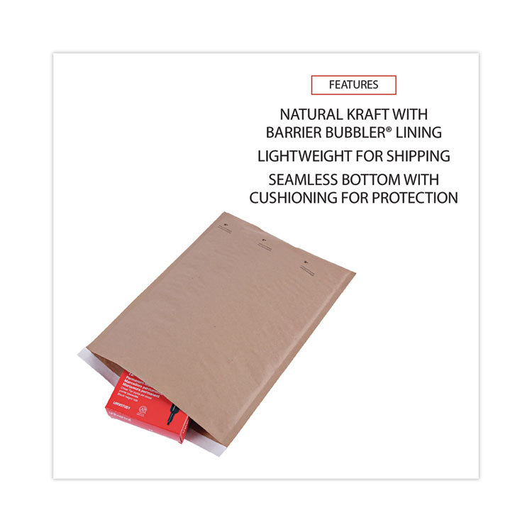 Natural Self-Seal Cushioned Mailer, #5, Barrier Bubble Air Cell Cushion, Self-Adhesive Closure, 10.5 x 16, Kraft, 80/Carton OrdermeInc OrdermeInc