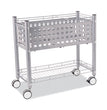 File Cart with Open Top, Metal, 1 Shelf, 2 Bins, 28.25" x 13.75" x 27.38", Matte Gray OrdermeInc OrdermeInc