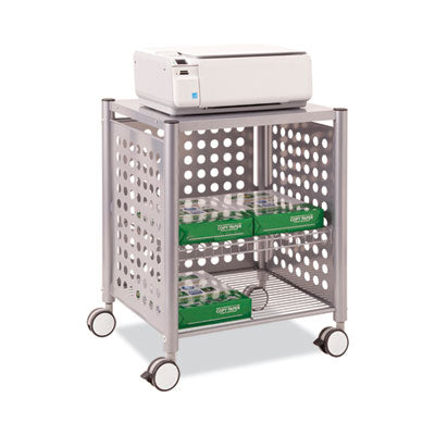 File Cart with Open Top, Metal, 1 Shelf, 2 Bins, 28.25" x 13.75" x 27.38", Matte Gray OrdermeInc OrdermeInc