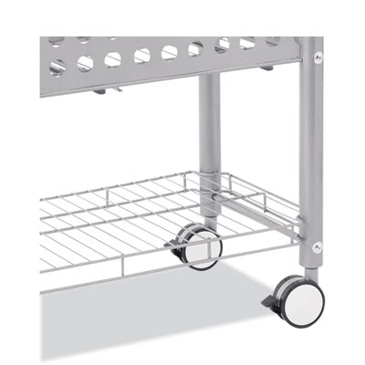 File Cart with Open Top, Metal, 1 Shelf, 2 Bins, 28.25" x 13.75" x 27.38", Matte Gray OrdermeInc OrdermeInc