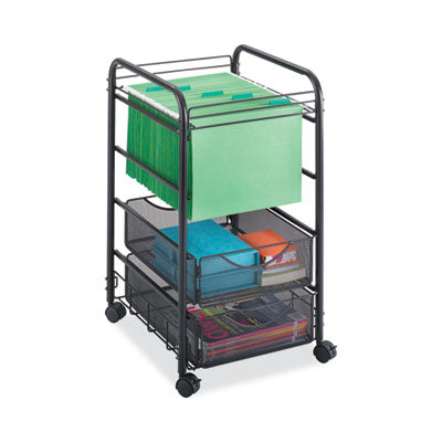 Onyx Mesh Open Mobile File with Drawers, Metal, 2 Drawers, 1 Bin, 15.75" x 17" x 27", Black OrdermeInc OrdermeInc