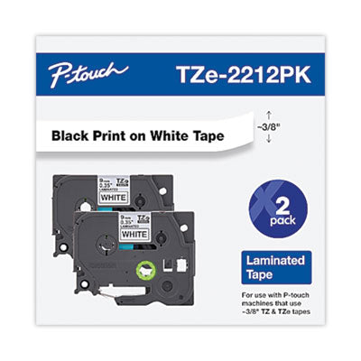 TZe Standard Adhesive Laminated Labeling Tape, 0.35" x 26.2 ft, Black on White, 2/Pack OrdermeInc OrdermeInc