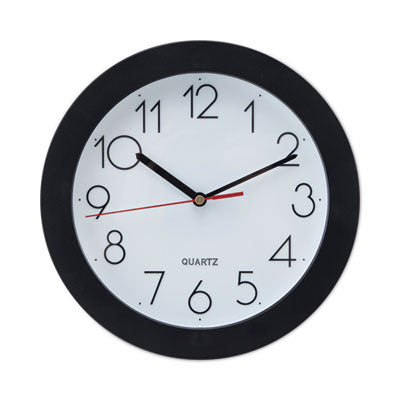 UNIVERSAL OFFICE PRODUCTS Bold Round Wall Clock, 9.75" Overall Diameter, Black Case, 1 AA (sold separately)