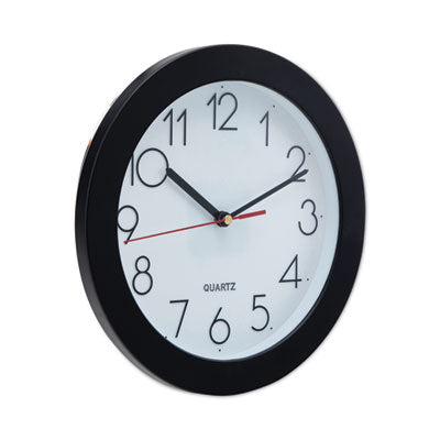 UNIVERSAL OFFICE PRODUCTS Bold Round Wall Clock, 9.75" Overall Diameter, Black Case, 1 AA (sold separately)
