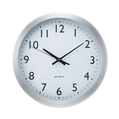 Brushed Aluminum Wall Clock, 12" Overall Diameter, Silver Case, 1 AA (sold separately) OrdermeInc OrdermeInc