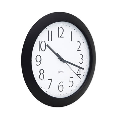 UNIVERSAL OFFICE PRODUCTS Whisper Quiet Clock, 12" Overall Diameter, Black Case, 1 AA (sold separately)