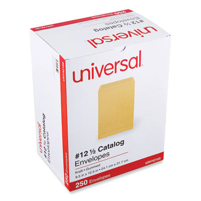Universal® Catalog Envelope, 28 lb Bond Weight Kraft, #12 1/2, Square Flap, Gummed Closure, 9.5 x 12.5, Brown Kraft, 250/Box OrdermeInc OrdermeInc