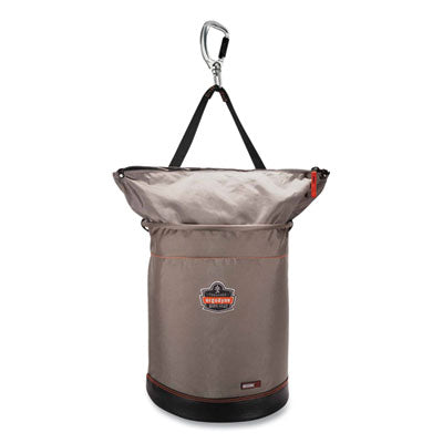 Arsenal 5976 XL Hoist Bucket Tool Bag with Swiveling Carabiner and Zipper Top, 16 x 16 x 20, Gray - OrdermeInc