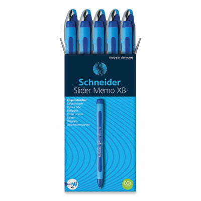 SCHNEIDER Slider Memo XB Ballpoint Pen, Stick, Extra-Bold 1.4 mm, Blue Ink, Blue/Light Blue Barrel, 10/Box - OrdermeInc