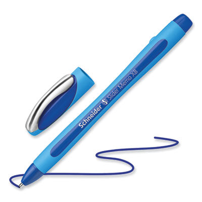 SCHNEIDER Slider Memo XB Ballpoint Pen, Stick, Extra-Bold 1.4 mm, Blue Ink, Blue/Light Blue Barrel, 10/Box - OrdermeInc