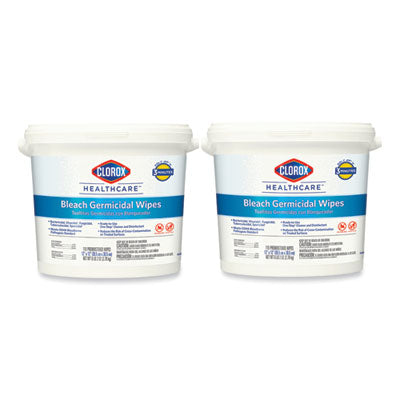 Bleach Germicidal Wipes, 1-Ply, 12 x 12, Unscented, White, 110/Canister, 2 Canisters/Carton - OrdermeInc
