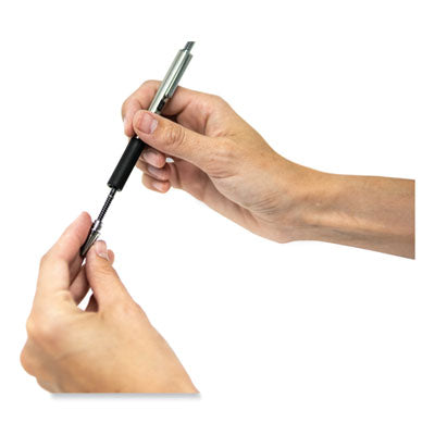 Zebra® F-402 Ballpoint Pen, Retractable, Fine 0.7 mm, Black Ink, Stainless Steel/Black Barrel - OrdermeInc