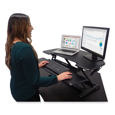 Height Adjustable Corner Standing Desk with Keyboard Tray, 36 x 20 x 0 to 20, Black, Ships in 1-3 Business Days OrdermeInc OrdermeInc