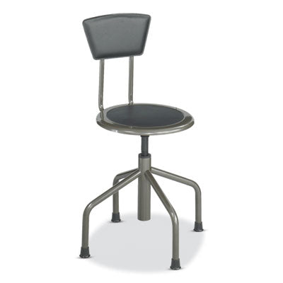 Diesel Low Base Stool w/Back, Supports 250lb, 16" to 22" High Black Seat, Black Back, Pewter Base, Ships in 1-3 Business Days OrdermeInc OrdermeInc