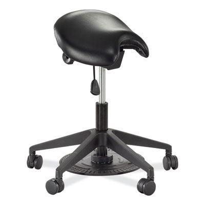 Saddle Seat Lab Stool, Backless, Supports Up to 250 lb, 21.25"-26.25" High Black Seat, Black Base, Ships in 1-3 Business Days OrdermeInc OrdermeInc
