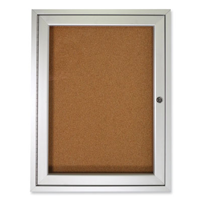 1 Door Enclosed Natural Cork Bulletin Board with Satin Aluminum Frame, 36 x 36, Tan Surface OrdermeInc OrdermeInc