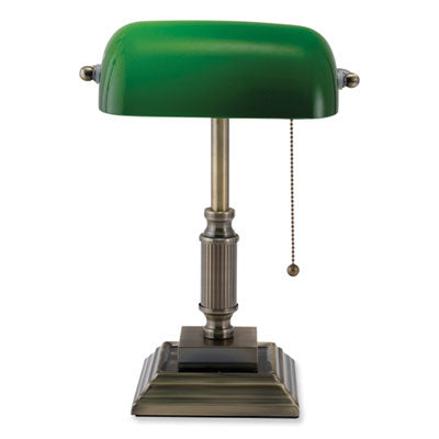 LED Bankers Lamp with Green Shade, Candlestick Neck, 14.75" High, Antique Bronze, Ships in 4-6 Business Days OrdermeInc OrdermeInc