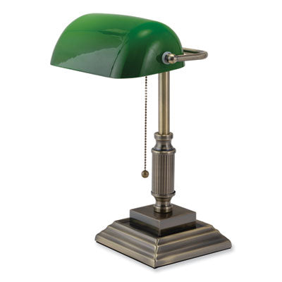 LED Bankers Lamp with Green Shade, Candlestick Neck, 14.75" High, Antique Bronze, Ships in 4-6 Business Days OrdermeInc OrdermeInc