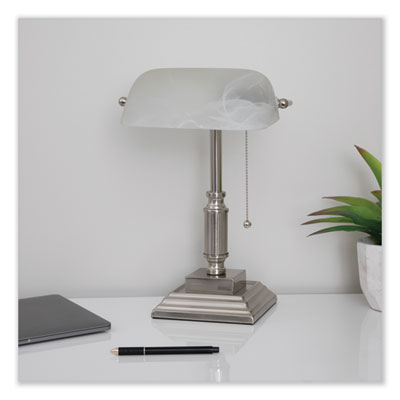 LED Bankers Lamp with Frosted Shade, 14.75" High, Brushed Nickel, Ships in 4-6 Business Days OrdermeInc OrdermeInc