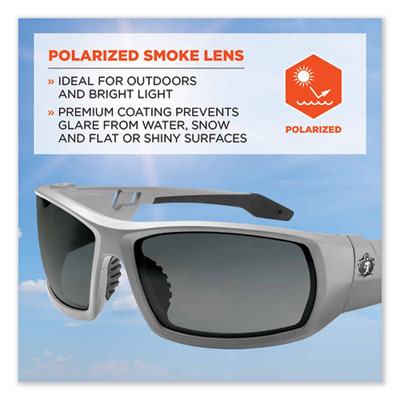 Skullerz Odin Safety Glasses, Matte Gray Nylon Impact Frame, Polarized Smoke Polycarbonate Lens OrdermeInc OrdermeInc