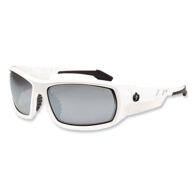 Skullerz Odin Safety Glasses, White Nylon Impact Frame, Silver Mirror Polycarbonate Lens OrdermeInc OrdermeInc