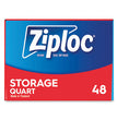 Ziploc® Double Zipper Storage Bags, 1 qt, 1.75 mil, 9.63" x 8.5", Clear, 48/Box - OrdermeInc