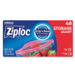 Ziploc® Double Zipper Storage Bags, 1 qt, 1.75 mil, 9.63" x 8.5", Clear, 48/Box - OrdermeInc