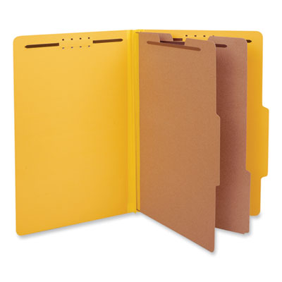 Universal® Bright Colored Pressboard Classification Folders, 2" Expansion, 2 Dividers, 6 Fasteners, Legal Size, Yellow Exterior, 10/Box OrdermeInc OrdermeInc