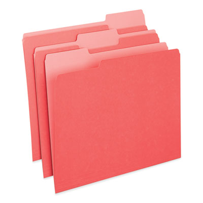 Universal® Deluxe Colored Top Tab File Folders, 1/3-Cut Tabs: Assorted, Letter Size, Red/Light Red, 100/Box OrdermeInc OrdermeInc