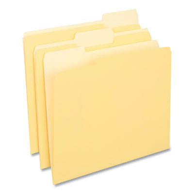 Universal® Deluxe Colored Top Tab File Folders, 1/3-Cut Tabs: Assorted, Letter Size, Yellow/Light Yellow, 100/Box OrdermeInc OrdermeInc